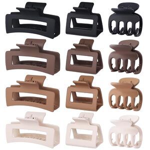 12 Pcs Hair Claw Clips for Women & Grils 3 Styles Small Medium Large